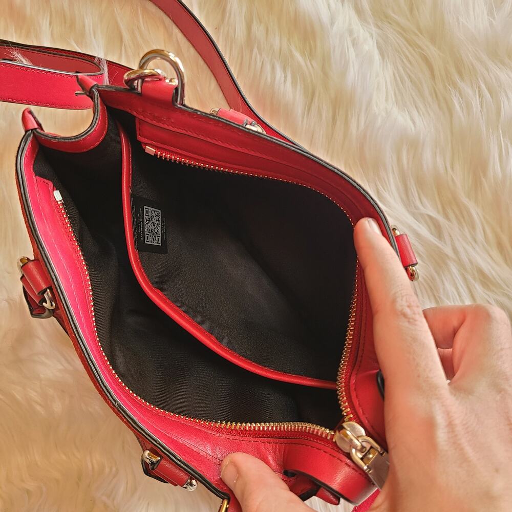 Rebecca Minkoff Purse Micro Bedford Crossbody Zip Satchel Scarlet Red Bag Tote - Picture 5 of 8